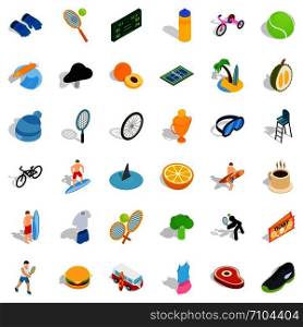 Ocean icons set. Isometric style of 36 ocean vector icons for web isolated on white background. Ocean icons set, isometric style