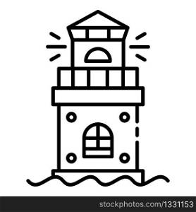 Ocean lighthouse icon. Outline ocean lighthouse vector icon for web design isolated on white background. Ocean lighthouse icon, outline style