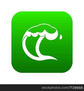 Ocean or sea wave icon digital green for any design isolated on white vector illustration. Ocean or sea wave icon digital green