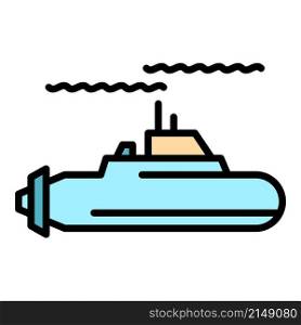 Ocean submarine icon. Outline ocean submarine vector icon color flat isolated. Ocean submarine icon color outline vector