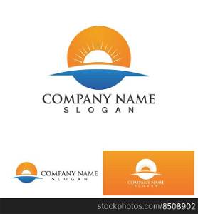Ocean Sunset Logo Design Inspiration. isolated on white background 