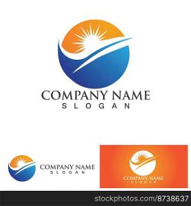 Ocean Sunset Logo Design Inspiration. isolated on white background 