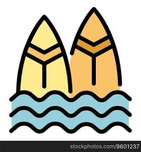 Ocean surf board icon outline vector. Safety water. Rescue equipment color flat. Ocean surf board icon vector flat