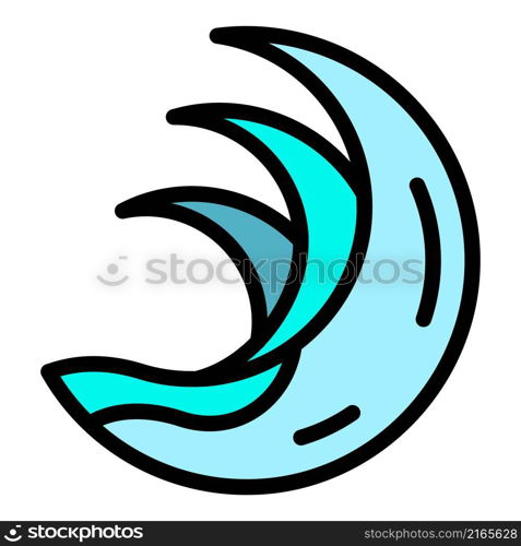 Ocean tsunami icon. Outline ocean tsunami vector icon color flat isolated. Ocean tsunami icon color outline vector