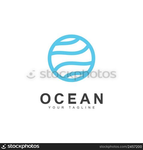 Ocean Wave Logo Template Vector, Ocean simple and modern logo design