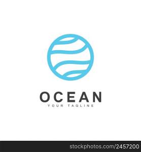 Ocean Wave Logo Template Vector, Ocean simple and modern logo design