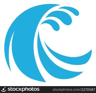 Ocean wave symbol. Abstract blue aqua sign isolated on white background. Ocean wave symbol. Abstract blue aqua sign