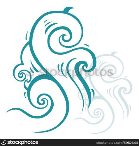 Ocean waves set, Hand drawn illustration. Ocean waves set isolated on white background, vector illustration
