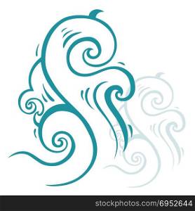 Ocean waves set, Hand drawn illustration. Ocean waves set isolated on white background, vector illustration