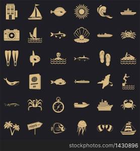 Oceanic icons set. Simple set of 36 oceanic vector icons for web for any design. Oceanic icons set, simple style