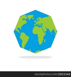 Octagon Planta earth. World map in geometric figure.