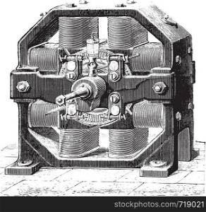 Octagonal Gramme machine, vintage engraved illustration. Industrial encyclopedia E.-O. Lami - 1875.