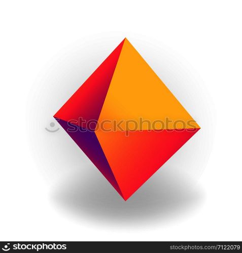 octahedron - 3D geometric shape with holographic gradient isolated on white background, figures, polygon primitives, maths and geometry, for abstract art or logo, vector illustration. octahedron - 3D geometric shape with holographic gradient isolated on white background vector