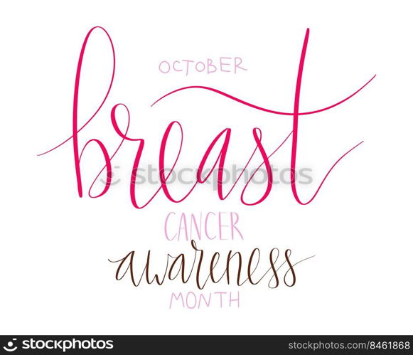 October Breast Cancer Awareness Month c&aign web banner. Handwritten lettering vector art.. October Breast Cancer Awareness Month c&aign web banner. Handwritten lettering art.