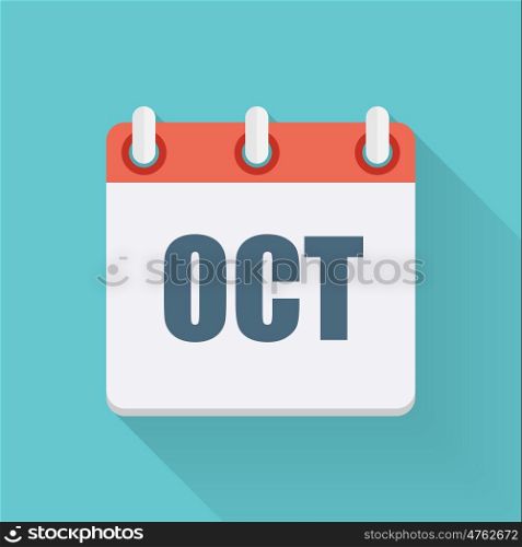 October Dates Flat Icon with Long Shadow. Vector Illustration EPS10. October Dates Flat Icon with Long Shadow. Vector Illustration