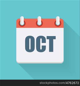 October Dates Flat Icon with Long Shadow. Vector Illustration EPS10. October Dates Flat Icon with Long Shadow. Vector Illustration