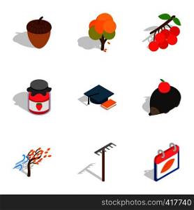 October icons set. Isometric 3d illustration of 9 october vector icons for web. October icons, isometric 3d style