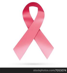 October. Pink ribbon breast cancer awareness month isolated on white background. Vector illustration.
