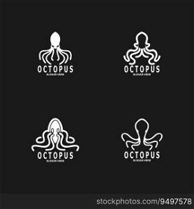 Octopus black silhouette logo and symbol template illustration