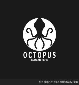 Octopus black silhouette logo and symbol template illustration