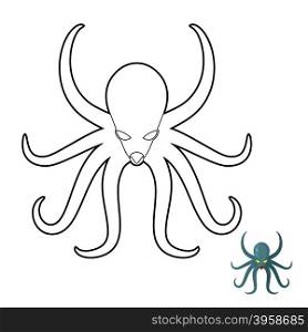 Octopus coloring book. Cthulhu, kraken underwater angry clam. Vector illustration of animal with tentacles&#xA;