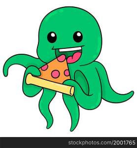 octopus eating slice of pizza