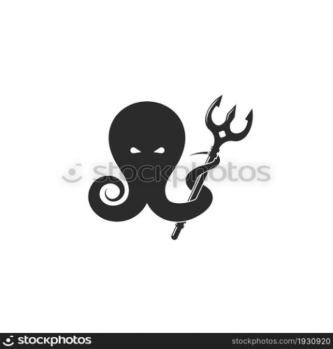 octopus holding trident icon vector illustration design template
