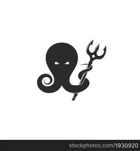 octopus holding trident icon vector illustration design template