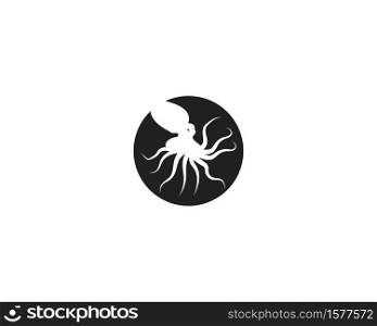 Octopus icon and symbol vector silhouette