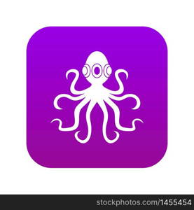 Octopus icon digital purple for any design isolated on white vector illustration. Octopus, icon digital purple