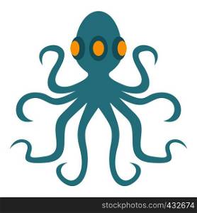 Octopus icon flat isolated on white background vector illustration. Octopus, icon isolated