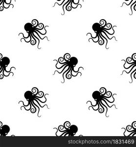 Octopus Icon Seamless Pattern, Eight Limbed Soft Bodied Mollusc, Water Animal Vector Art Illustration