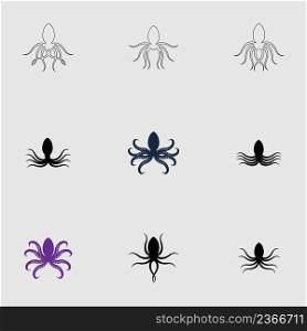 Octopus logo set, octopus gray background inspiration logo vector