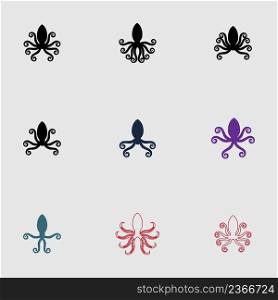 Octopus logo set, octopus gray background inspiration logo vector