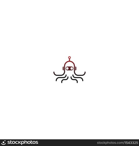 Octopus robot logo icon vector template