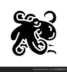 octopus seafood glyph icon vector. octopus seafood sign. isolated contour symbol black illustration. octopus seafood glyph icon vector illustration