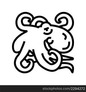 octopus seafood line icon vector. octopus seafood sign. isolated contour symbol black illustration. octopus seafood line icon vector illustration