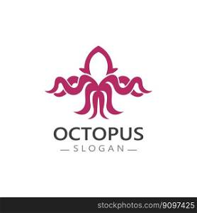 Octopus simple modern line art logo design template