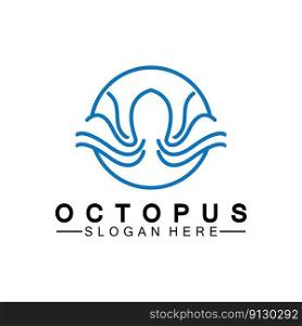 Octopus simple modern line art logo design-vector illustration