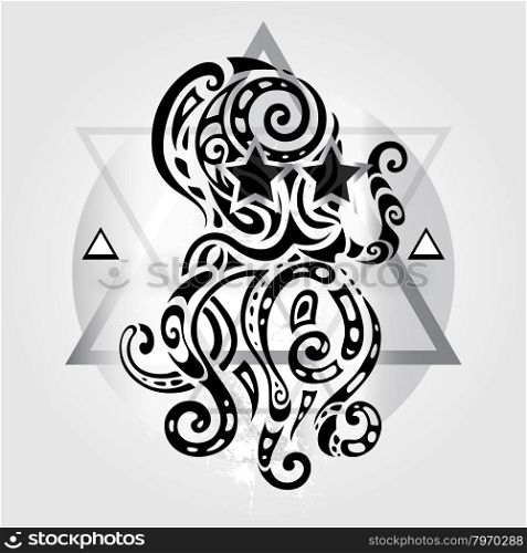 Octopus. Tribal pattern. Octopus. Tribal pattern. Abstract style Vector illustration
