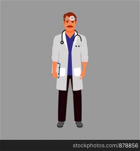 Oculist medical specialist isolated vector illustration on grey background. Oculist medical specialist