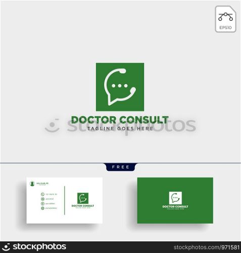 Odctor consultant, message communication logo template with busines card, icon elements isolated. Odctor consultant, message communication logo template with business card