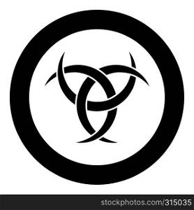Odin horn paganism symbol icon black color vector in circle round illustration flat style simple image. Odin horn paganism symbol icon black color vector in circle round illustration flat style image