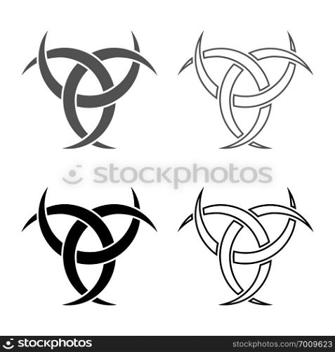 Odin horn paganism symbol icon set grey black color vector illustration outline flat style simple image