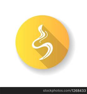 Odor orange flat design long shadow glyph icon. Good smell. Aroma swirl, nice perfume scent wave. Aromatic fragrance flowing spirals, wind. Smoke puff, evaporation. Silhouette RGB color illustration