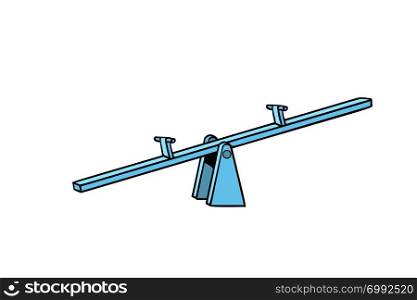 Of a seesaw. Swing Board balancer. Comic cartoon pop art retro vector illustration drawing. Of a seesaw. Swing Board balancer