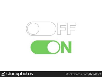 Off or on button. Green on button and linear style off button. Vector illustration
