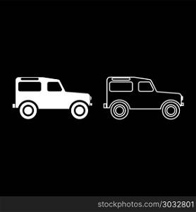 Off road vehicle icon set white color vector illustration flat style simple image outline