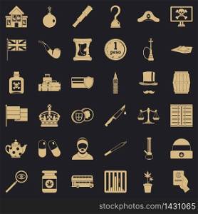Offence icons set. Simple set of 36 offence vector icons for web for any design. Offence icons set, simple style