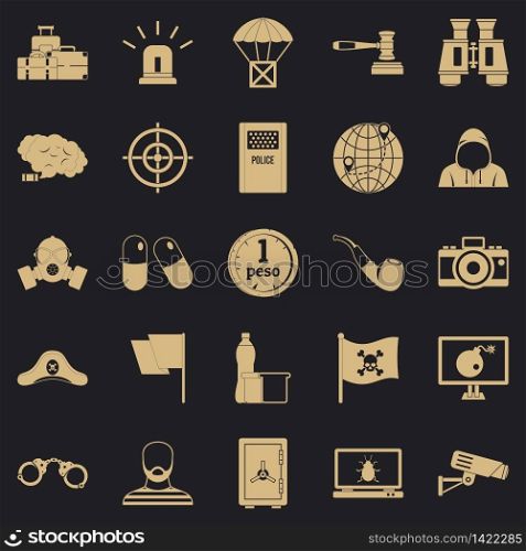 Offense icons set. Simple set of 25 offense vector icons for web for any design. Offense icons set, simple style